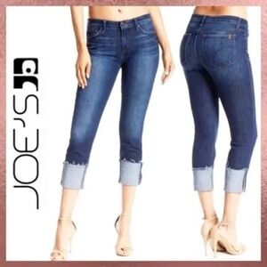 Joe's Jeans Distressed Cuffed Hem Crop Denim Women's Size 28 Blue Denim